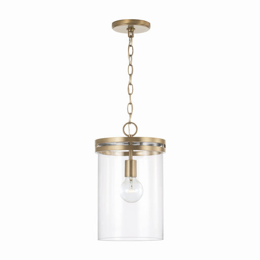 Fuller One Light Pendant in Aged Brass