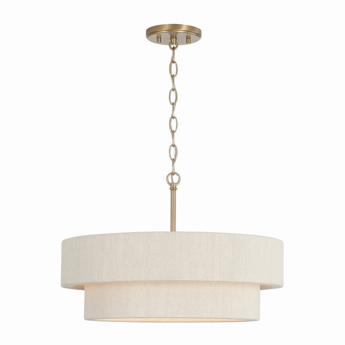 Delaney Four Light Pendant in Matte Brass