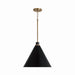 Bradley One Light Pendant in Aged Brass and Black