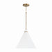 Bradley One Light Pendant in Aged Brass and White