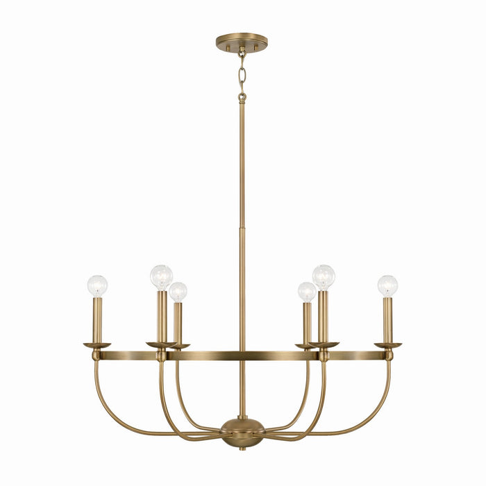 Rylann Six Light Chandelier in Aged Brass