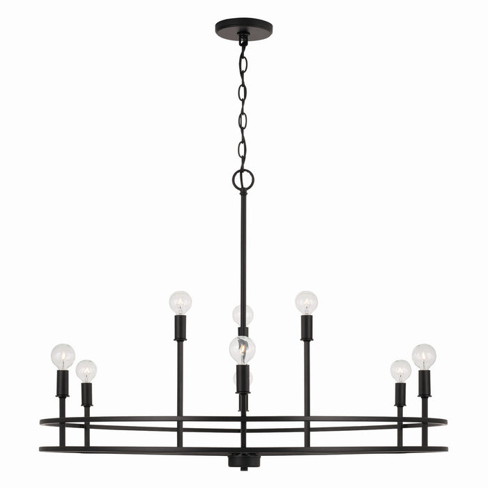 Fuller Nine Light Chandelier in Matte Black