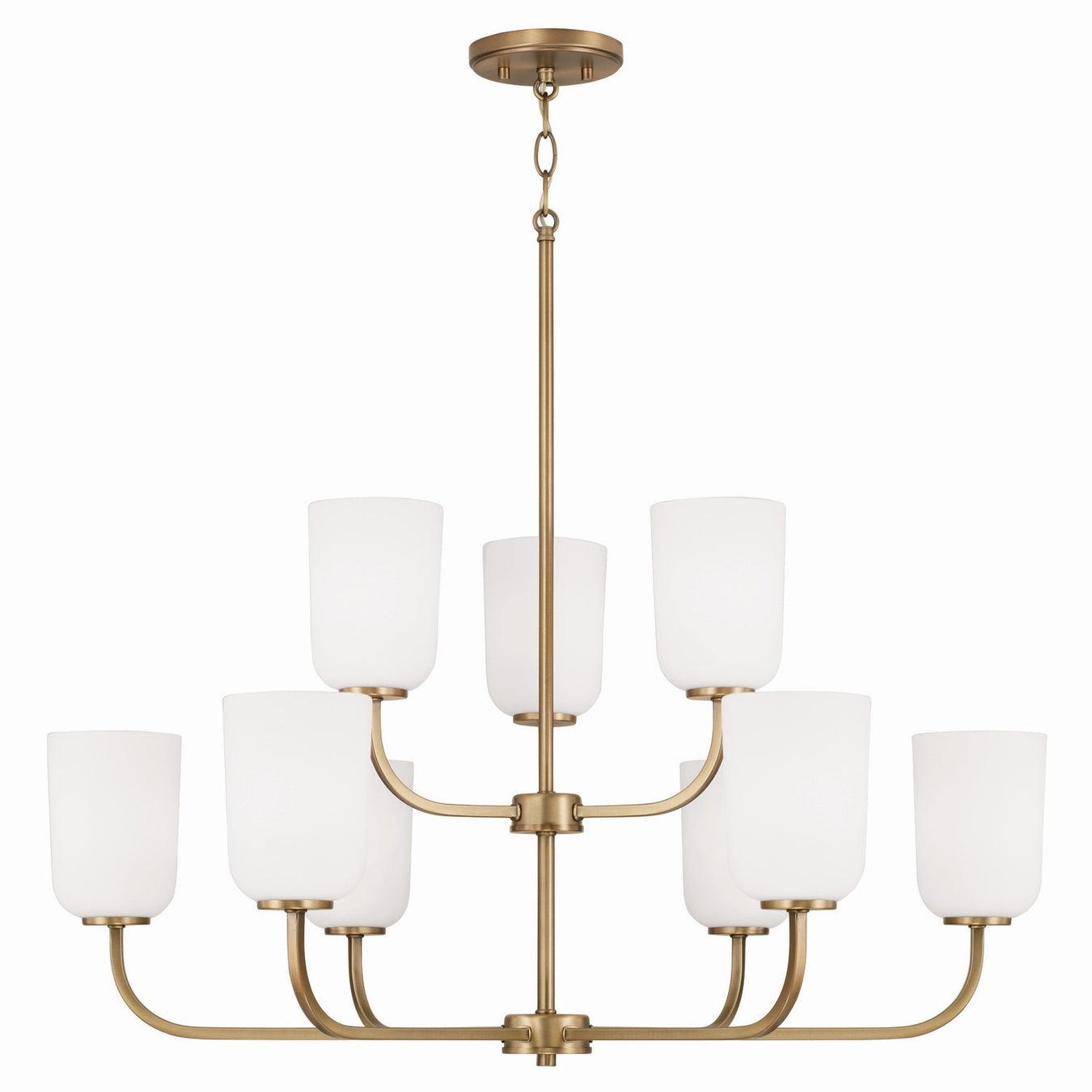 Lawson Nine Light Chandelier in Aged Brass