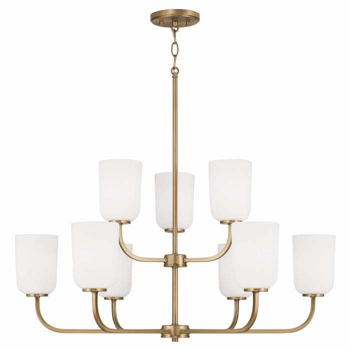 Lawson Nine Light Chandelier in Aged Brass