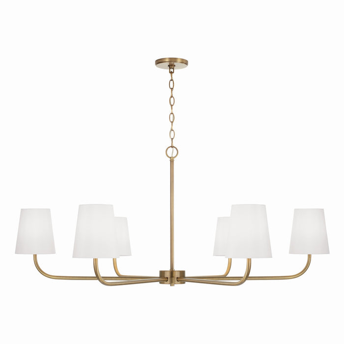 Brody Six Light Chandelier in Aged Brass