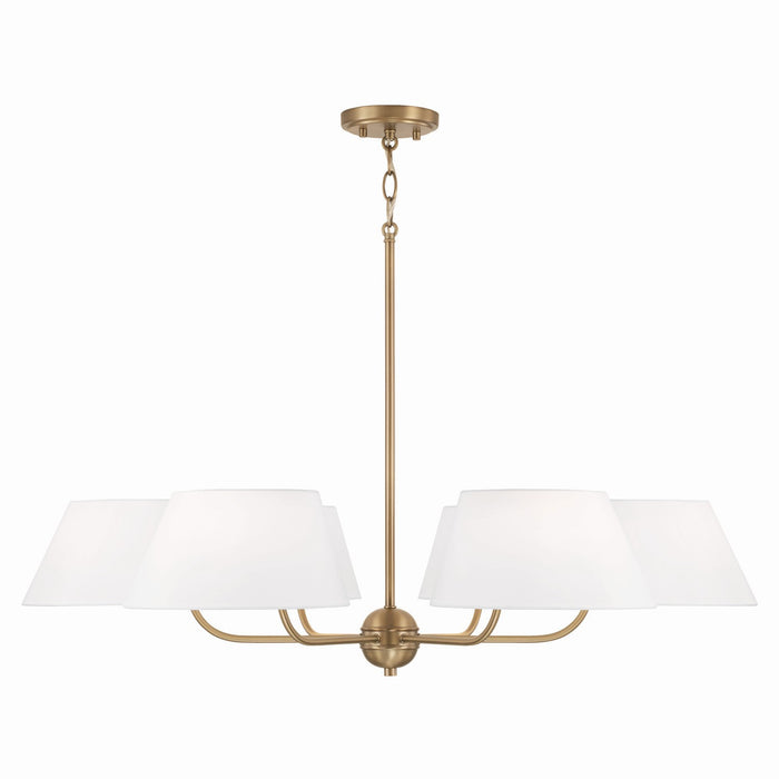 Welsley Six Light Chandelier in Aged Brass