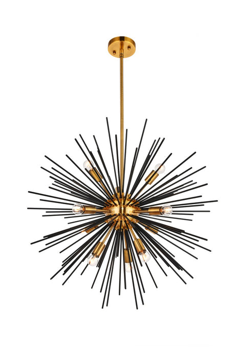 Daegan 10-Light Pendant in Light Antique Brass & Flat Black