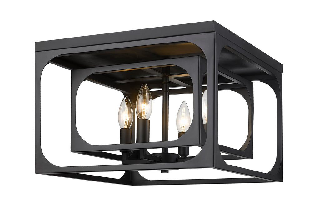 Easton Four Light Flush Mount in Matte Black by Z-Lite Lighting