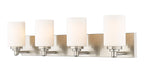 Soledad Four Light Vanity in Brushed Nickel by Z-Lite Lighting