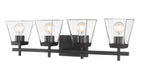 Lauren Four Light Vanity in Matte Black by Z-Lite Lighting