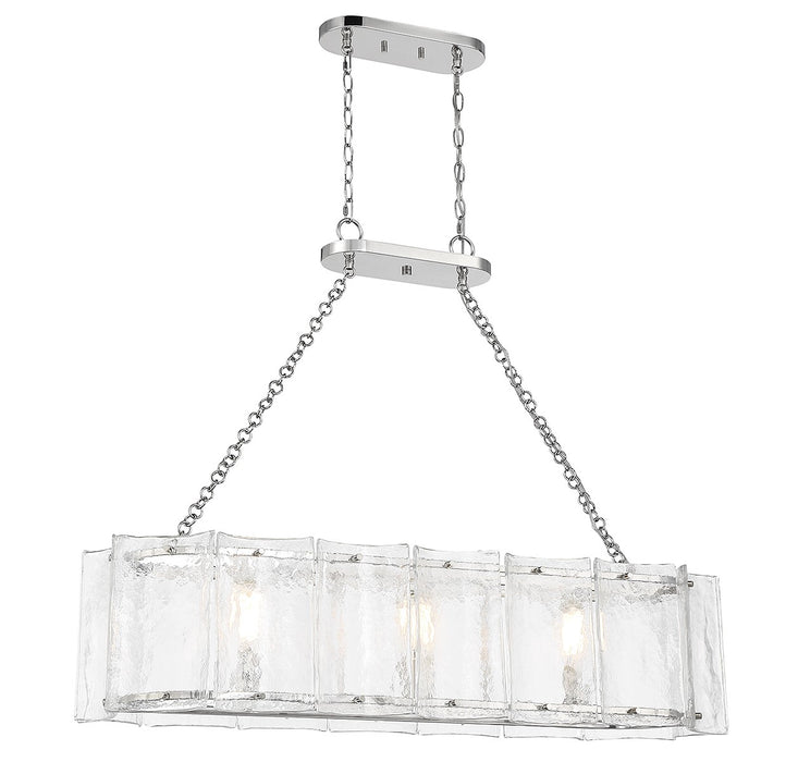 Genry Three Light Linear Chandelier in Polished Nickel