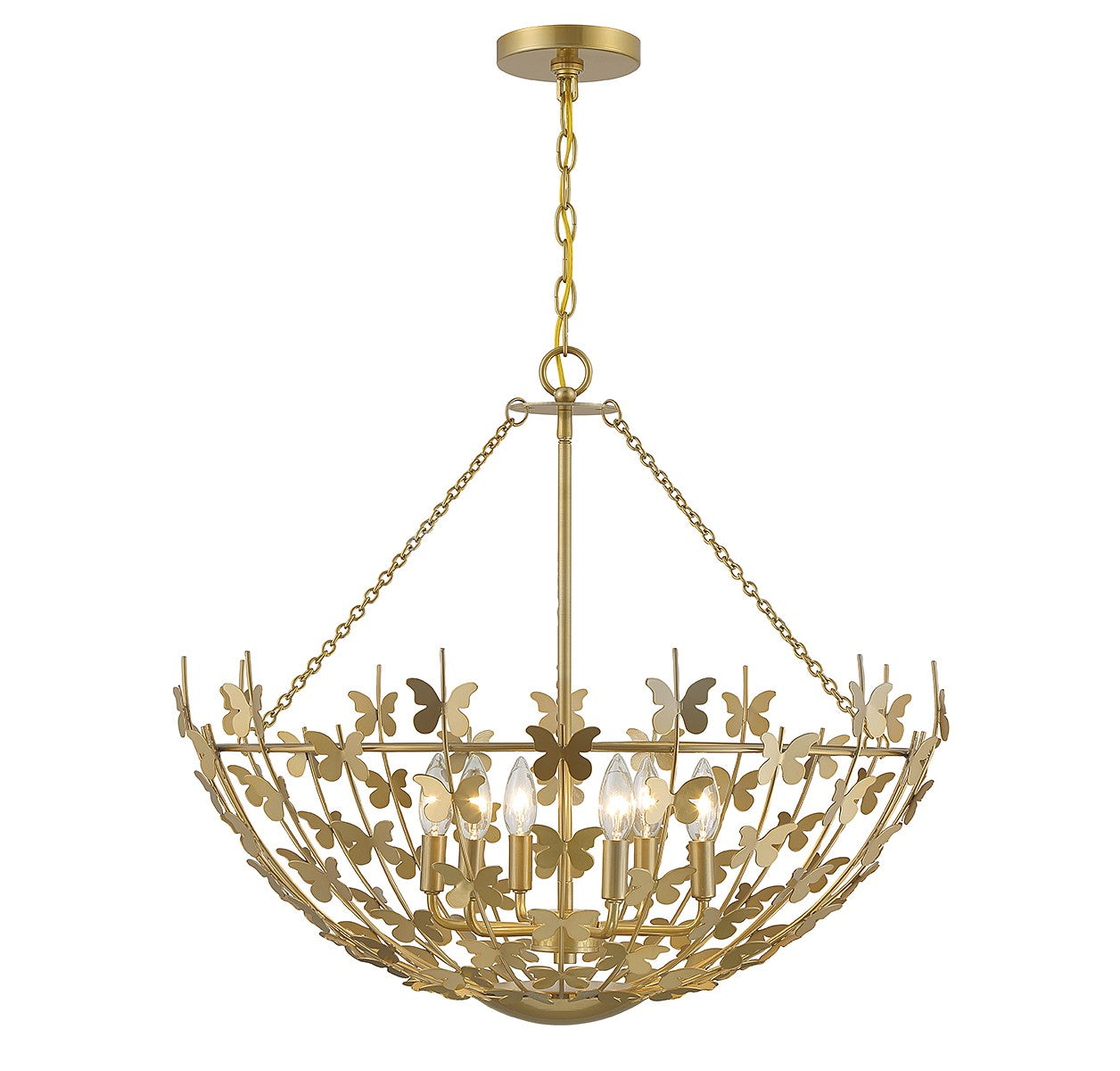 Birch Six Light Pendant in Burnished Brass