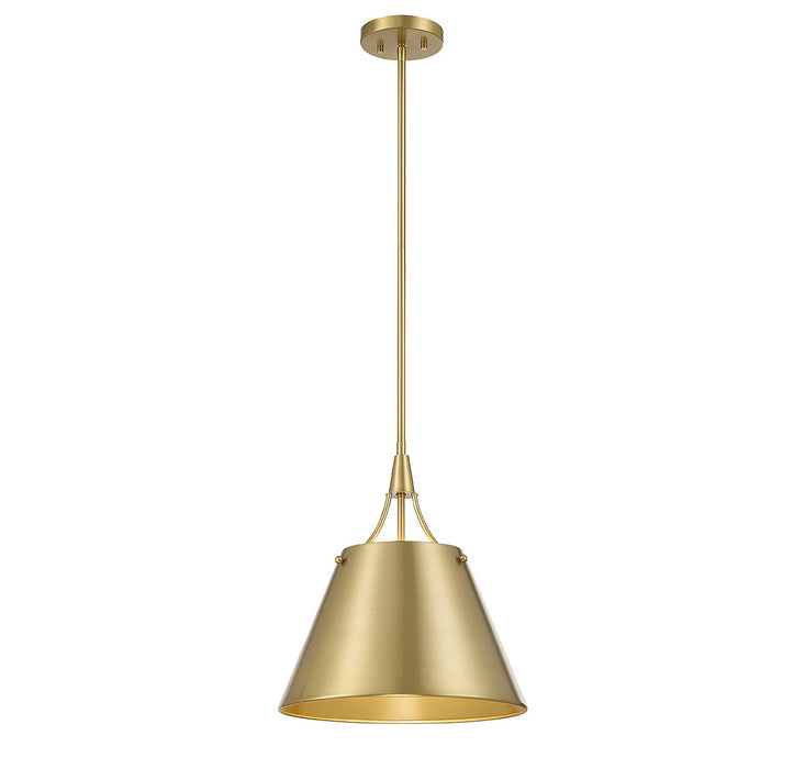 Willis One Light Pendant in Warm Brass