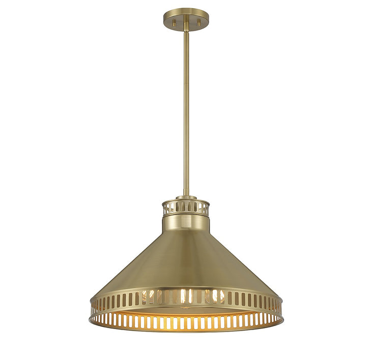 Seagram Three Light Pendant in Warm Brass