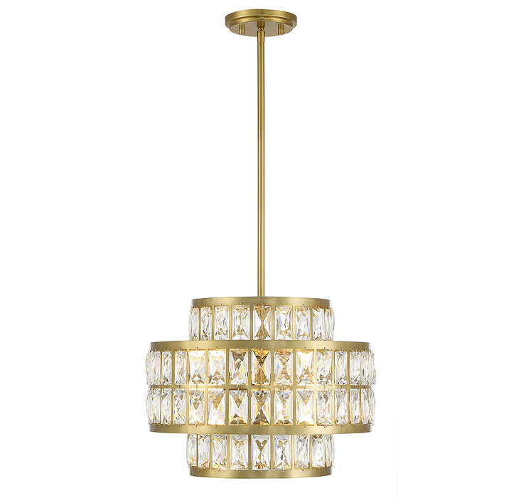 Renzo Three Light Pendant in Warm Brass