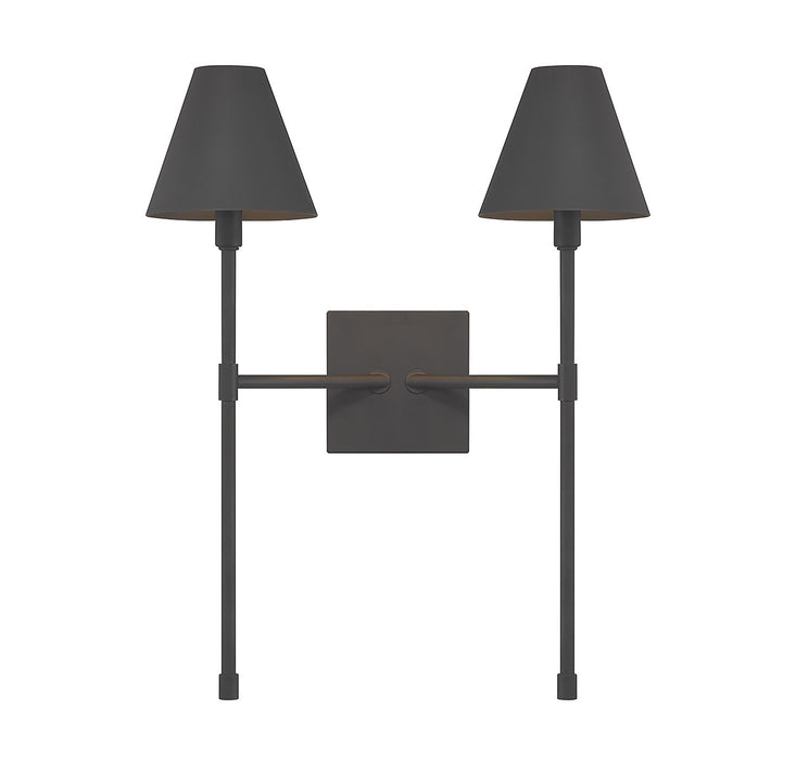 Jefferson Two Light Wall Sconce in Matte Black