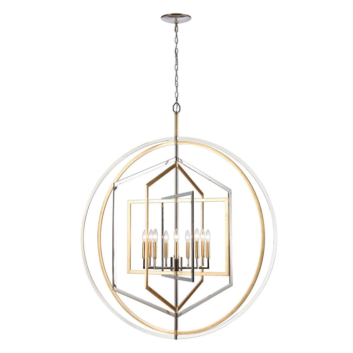 Geosphere Nine Light Chandelier in Polished Nickel