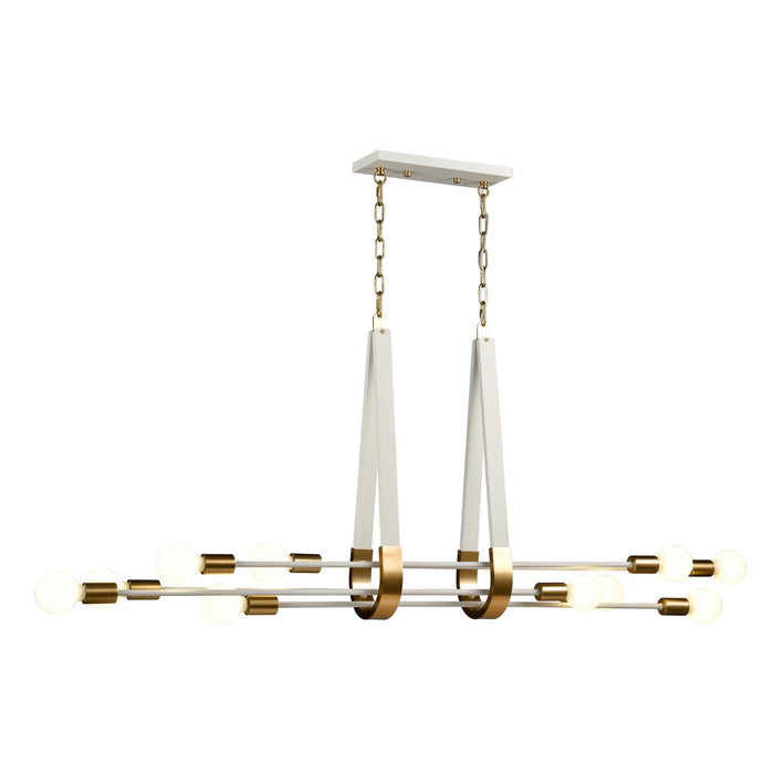 Sabine Ten Light Linear Chandelier in Textured White