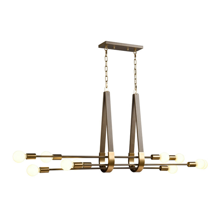 Sabine Ten Light Linear Chandelier in Pecan