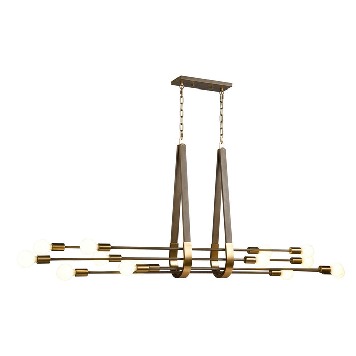 Sabine 14 Light Linear Chandelier in Pecan