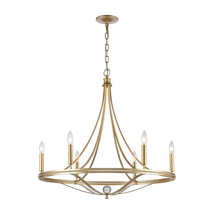 Noura Six Light Chandelier in Champagne Gold