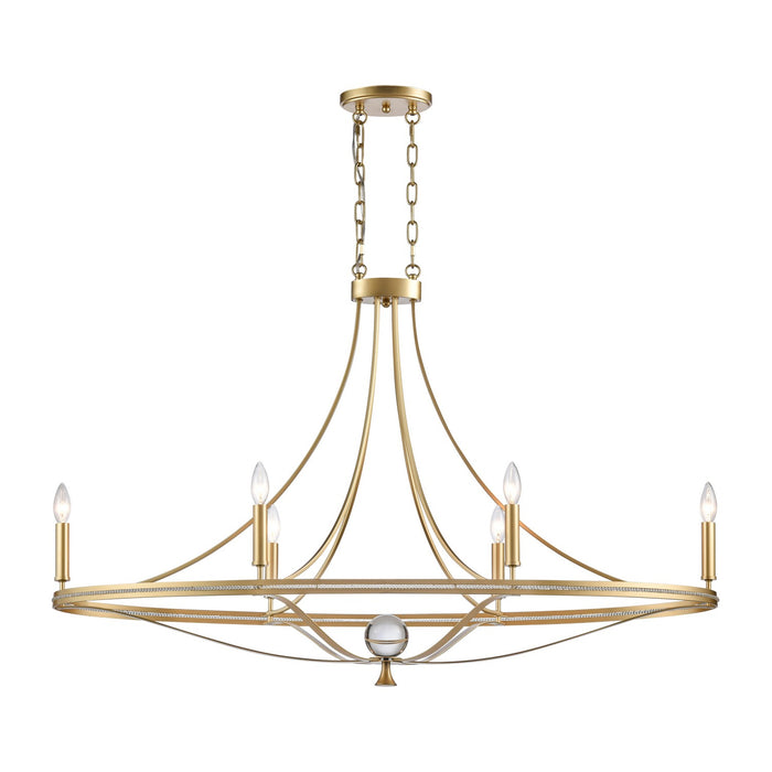 Noura Six Light Linear Chandelier in Champagne Gold