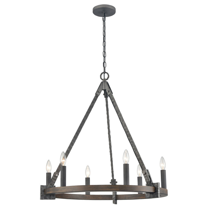 Harwell Six Light Chandelier in Antique Millwood