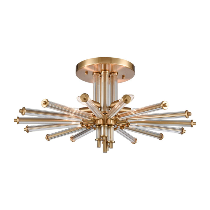 Serena Five Light Semi Flush Mount in Satin Brass