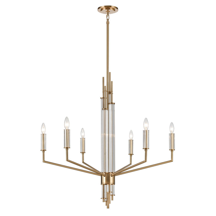 Serena Six Light Chandelier in Satin Brass