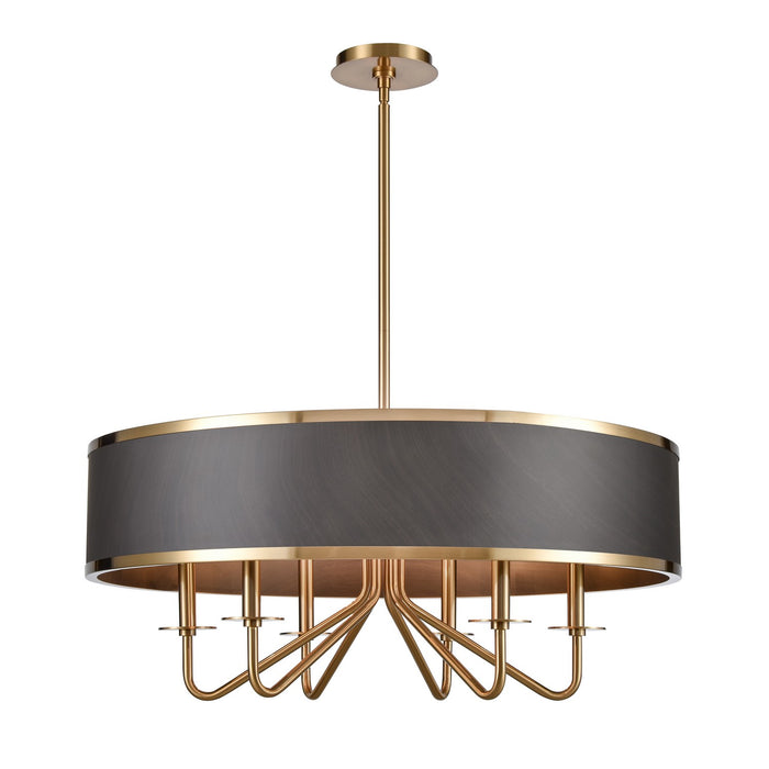 Engel Six Light Chandelier in Satin Brass