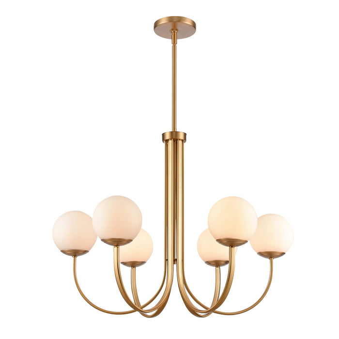 Caroline Six Light Chandelier in Brushed Gold