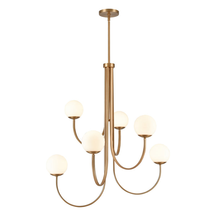 Caroline Six Light Chandelier in Brushed Gold