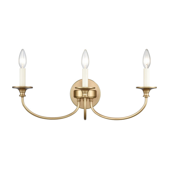 Cecil Three Light Vanity in Natural Brass