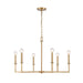 Dunne Six Light Chandelier in Lacquered Brass