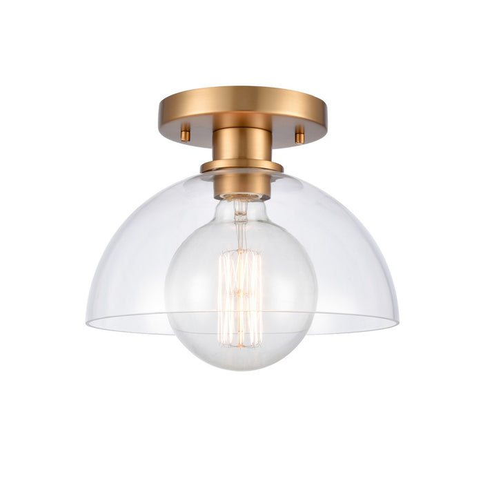 Julian One Light Semi Flush Mount in Brushed Gold