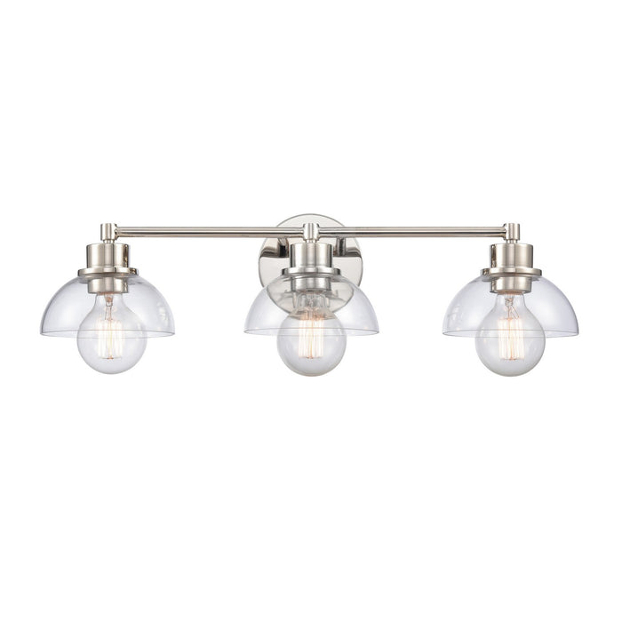 Julian Three Light Vanity in Polished Nickel