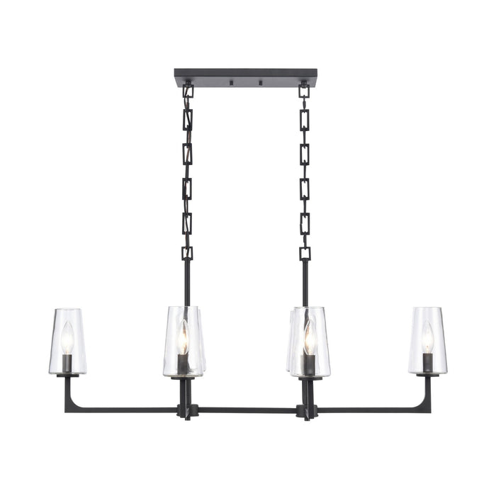 Fitzroy Six Light Linear Chandelier in Matte Black