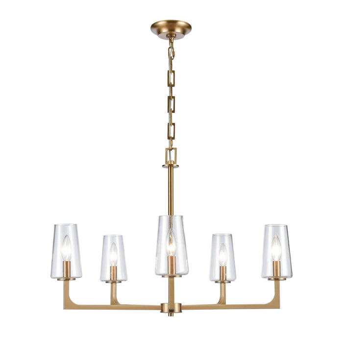 Fitzroy Five Light Chandelier in Lacquered Brass