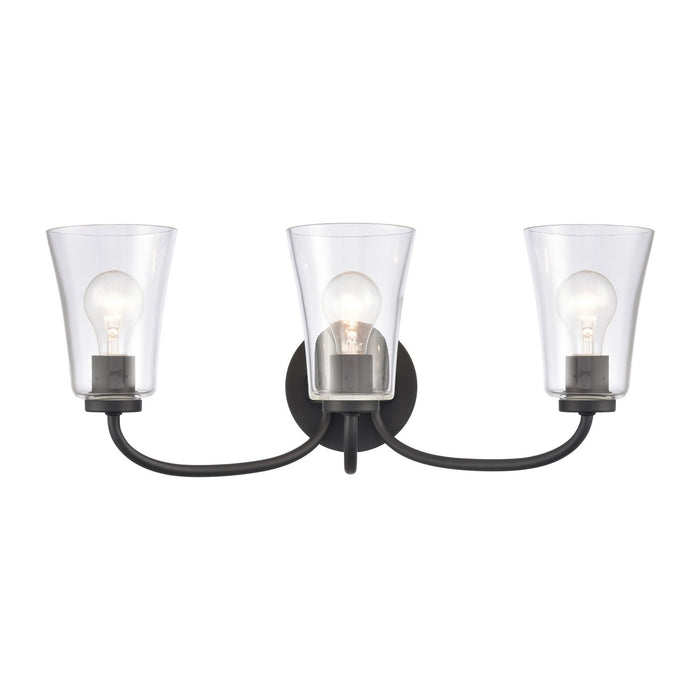 Emily Three Light Vanity in Matte Black