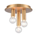 Pepper Three Light Flush Mount in Brushed Gold