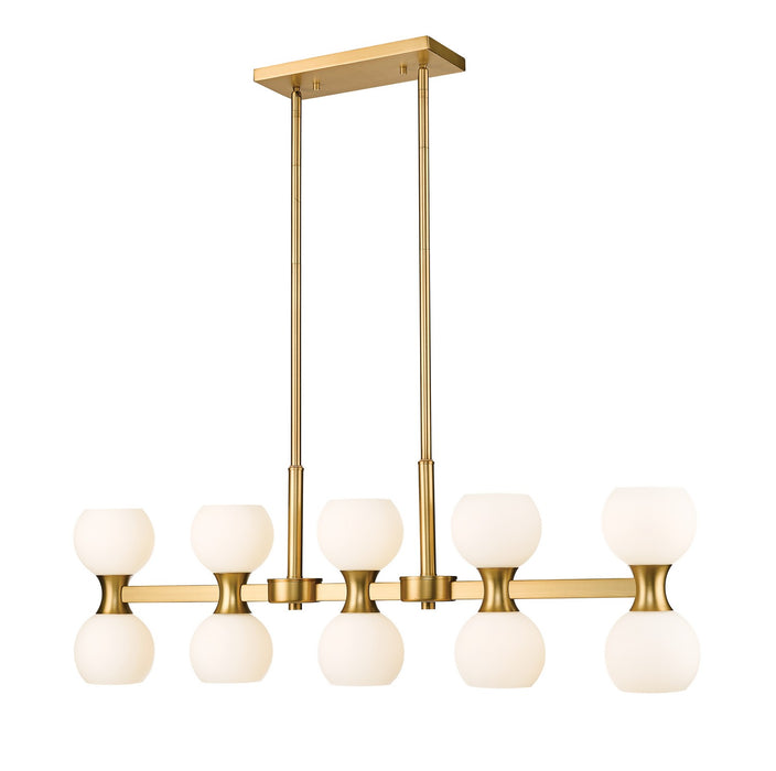 Artemis Ten Light Linear Chandelier in Modern Gold by Z-Lite Lighting