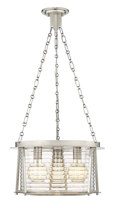 Cape Harbor Pendant Three Light Pendant in Brushed Nickel by Z-Lite Lighting