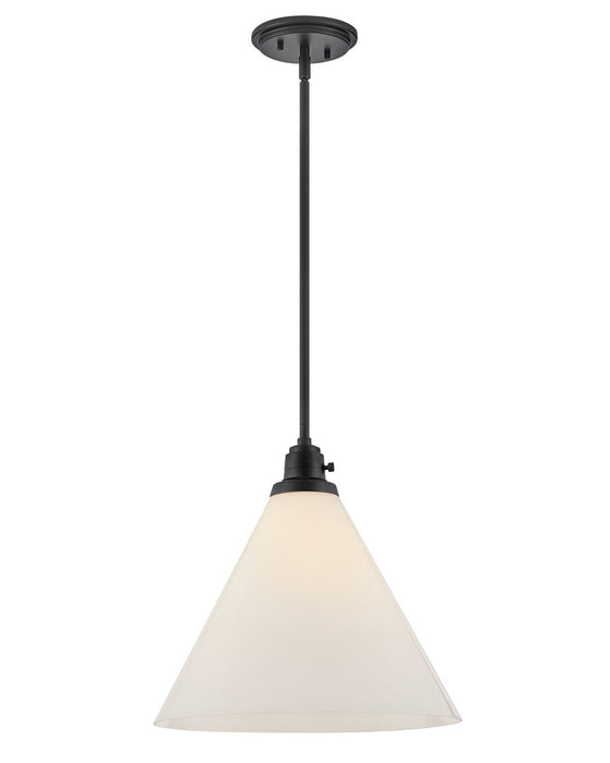 Arti LED Pendant in Black with Cased Opal glass by Hinkley Lighting