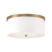 Midtown Three Light Flush Mount in Aged Brass