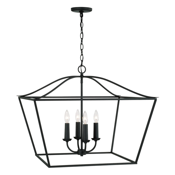 Grady Four Light Pendant in Black Iron