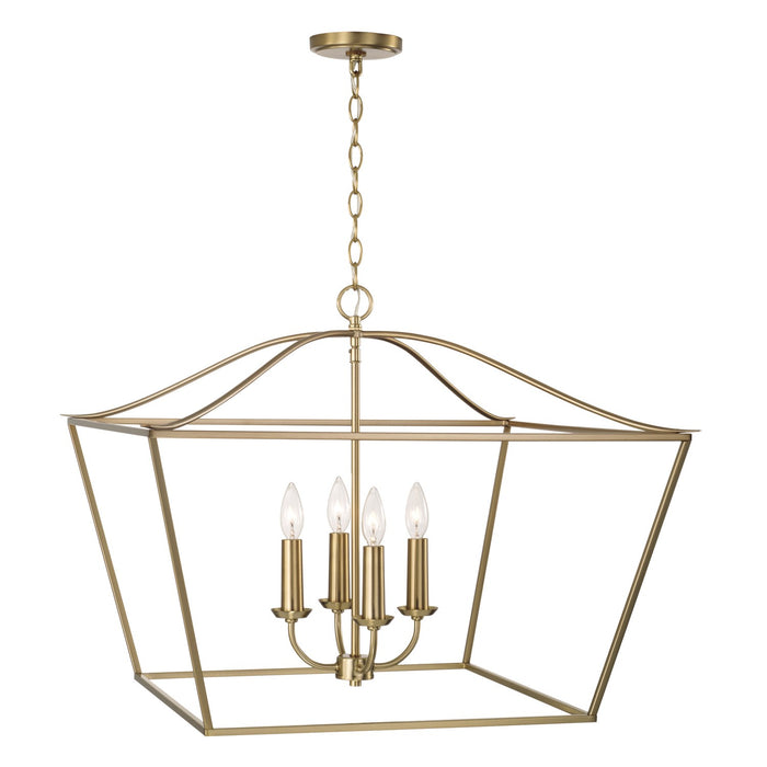 Grady Four Light Pendant in Matte Brass