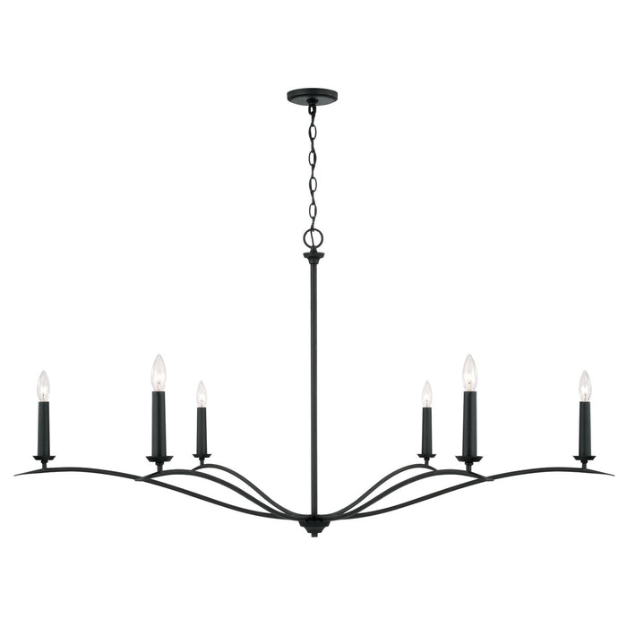 Grady Six Light Chandelier in Black Iron