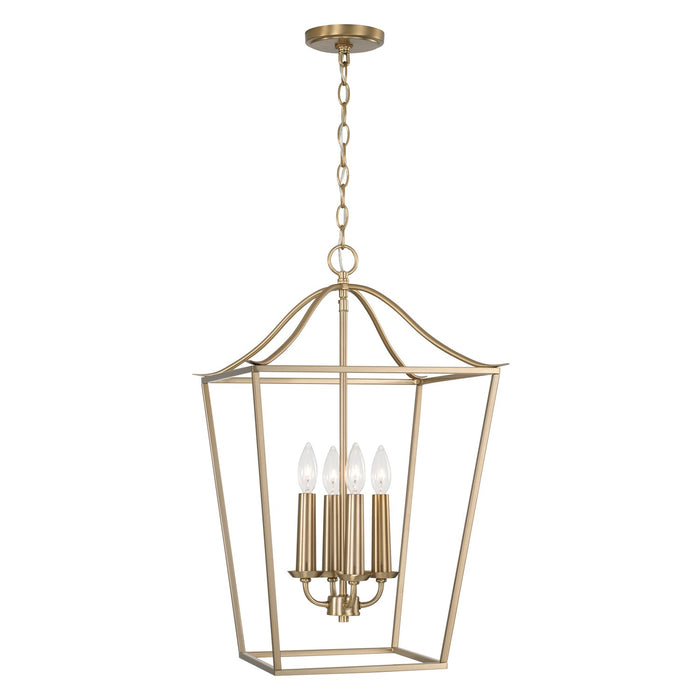 Grady Four Light Foyer Pendant in Matte Brass