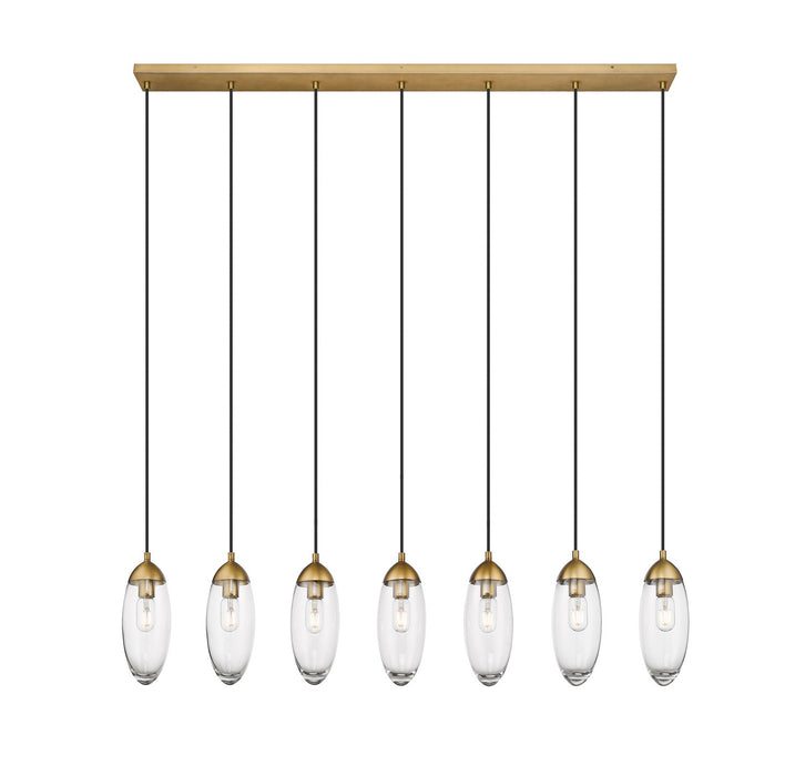 Arden Seven Light Linear Chandelier in Rubbed Brass by Z-Lite Lighting