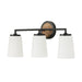 Jonah Three Light Vanity in Light Wood and Matte Black